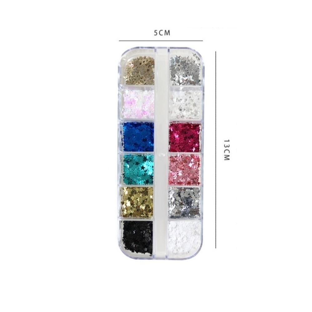 12 Grids Nail Art Sequins Kit Polka Dots DIY Nail Embellishments Manicure Accessories