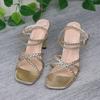 Hot Selling Versatile New Summer High Heels Women's Round Toe Thin Strap Patent Leather Open Toe Slim Buckle Large Size Sandals