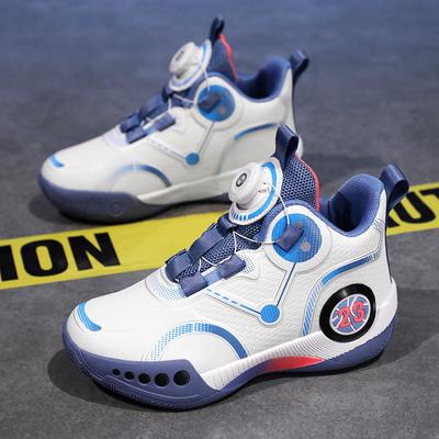 Children's Basketball Shoes Spring and Autumn Boys' Actual Combat Training Shoes Medium and Older Children's Non-slip Rotating Button Running Shoes
