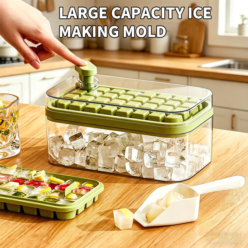 Household Ice Cube Maker Mold Large Capacity Ice Storage Container, Easy Demold Ice Tray For Fridge
