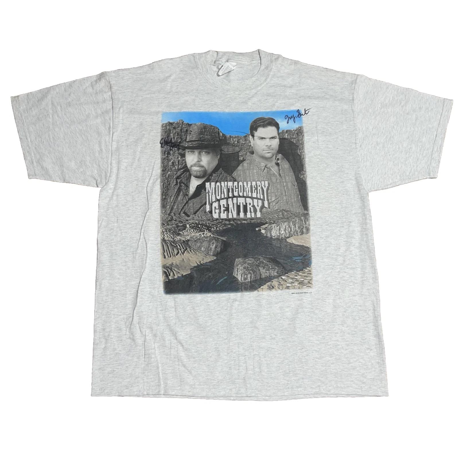 

Винтажная футболка Montgomery Gentry с принтом с обеих сторон, размер XL, подписанная, 2000-е годы, Y2K XL