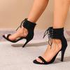 Women Sandals Outdoor Roma Trend Party Dress Stiletto Heels Shoes Sexy Open-toed Shoes Cross Lace-up Designer Sandals for Women