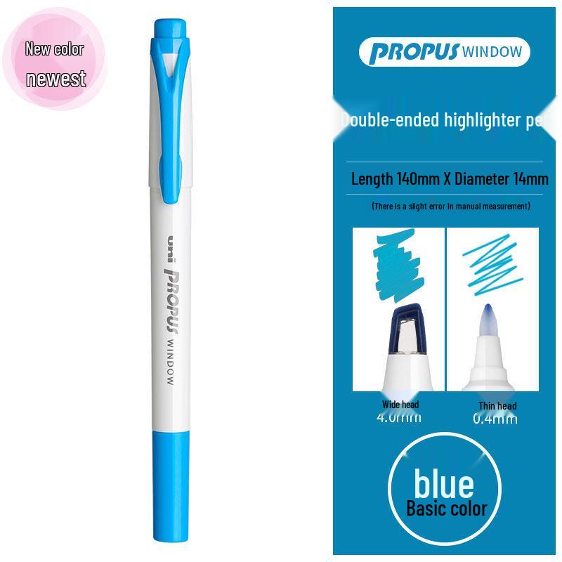 Mitsubishi PUS-103T Double-Ended Fluorescent Pen with Transparent Window Slanted Tip