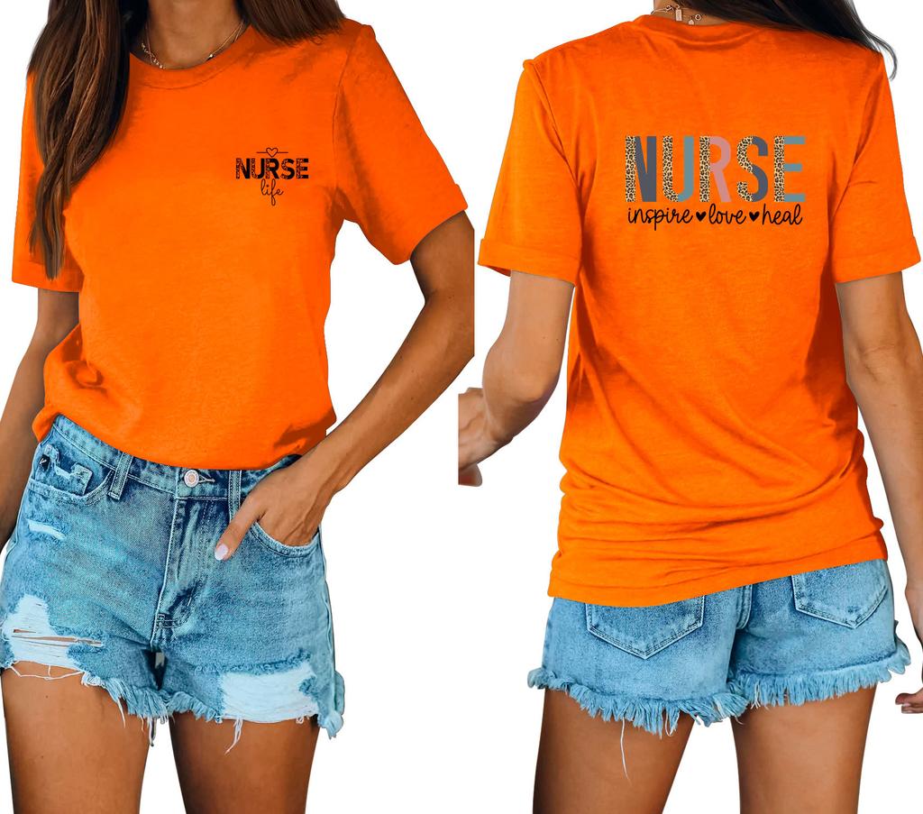 Casual fashion front and rear printing loose round neck short sleeves