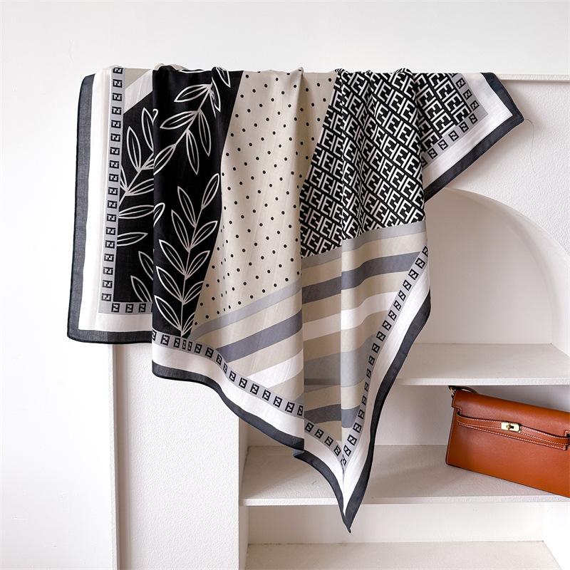Druck Mode 90x90cm Bedruckter Damenschal Pashmina Seidenschal Quadratisches Tuch Dekorative Stirnband Hals Luxus Design Bandana