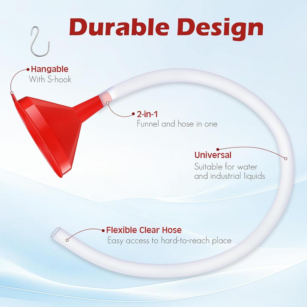 Long Funnel For Transmission Fluid 3.28 Foot Clear Tubing Plastic Wide Mouth Oil Funnel With Hose Flexible For Car, Engine, Gas, Water, Fluid