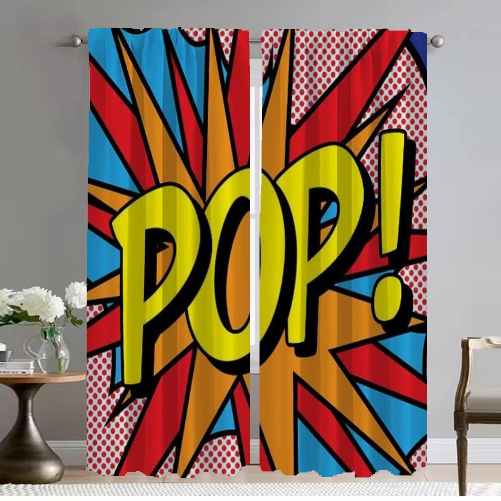 Pop Art Halloween-dekoration fönstergardin för rum 2 panelgardiner barnrum tyll för sovrum skiljevägg vardagsrum kök hem