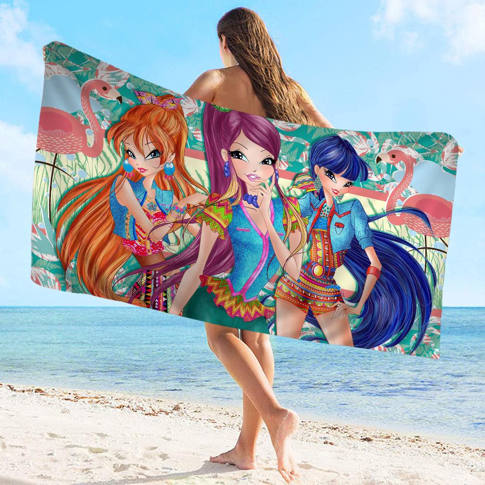 Cute-W-Winxed-Cartoon Towel Microfiber Beach Towel Absorbent Quick dry Soft Yoga Swimming Resort Mountain Climbing Towel
