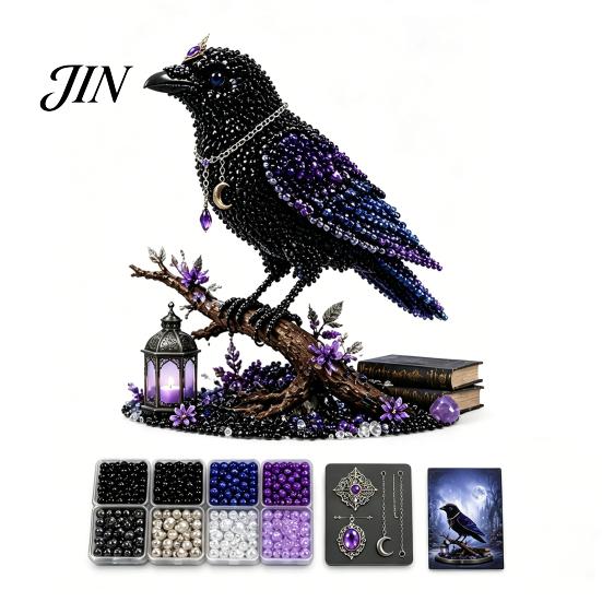 Perlen-Katzen-Bastelset DIY Perlenmaterial-Packung, 3D Mythischer Wald Serie Komplett für Anfänger mit Mond- und Sternendekoration Glanzperlen, Fuchs