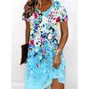 Large Size Women's Summer Casual Dress, Short Sleeved V-neck Floral Print Dress