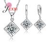 Brand 925 Sterling Silver Wedding Bridal Jewelry Set For Women Cubic Zircon Rhinestone Pendant Necklaces Earring