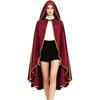 Women's Costume Cape with Hood Faux Vintage Gold Trim 6 Colors for Halloween Party