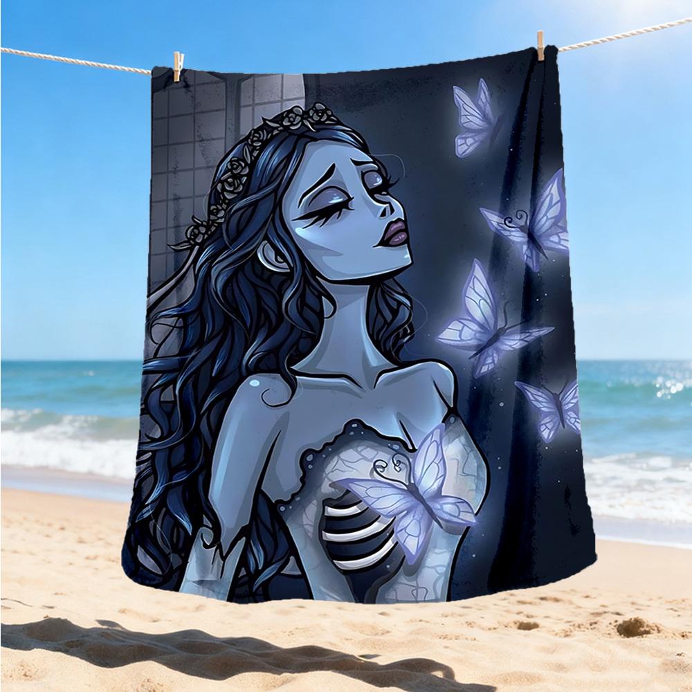 1pc Corpse Bride Outdoor Personalized Flannel Blanket, Soft, Lightweight Personalized Flannel Blanket, Digital Printing,