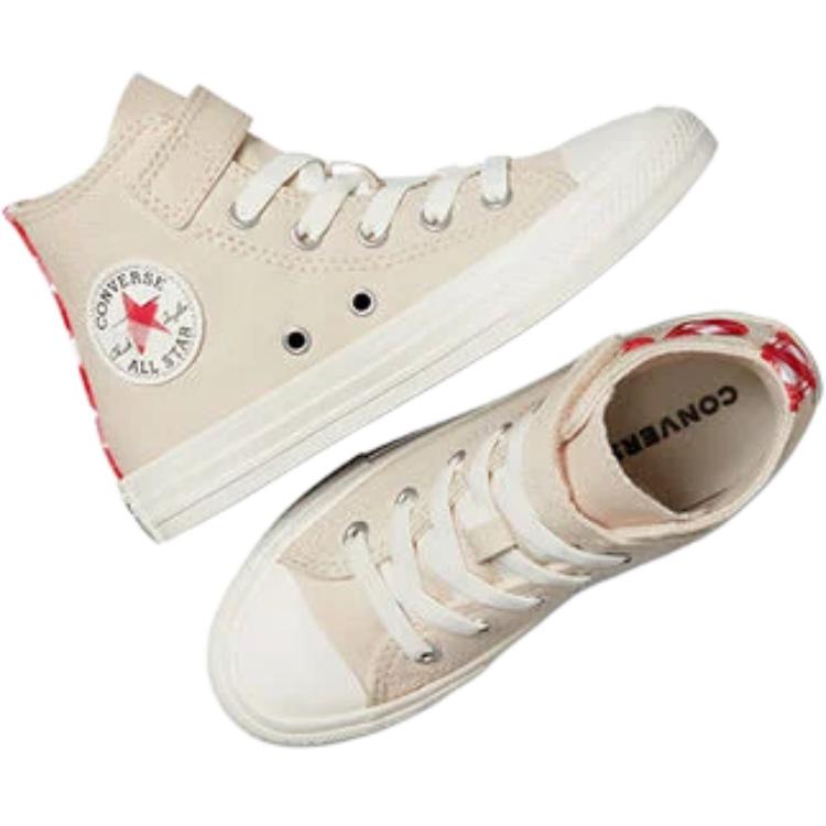 Converse Chuck Taylor All Star EasyOn High PS Checkered Accents Kids Sneakers Cream Light-Dune Egret A13177F
