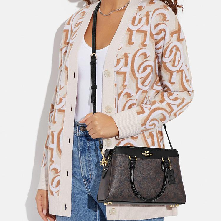 New COACH Darcie Coated Canvas And Smooth Leather Shoulder Bag Crossbody Bag Handbag Mini Women's Black CH174-IMAA8