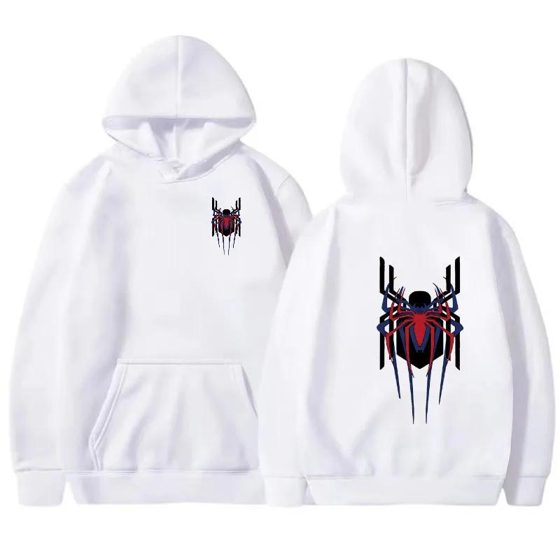 Autumn Winter Womens Hoodie Street Fashion Deep Red Spider Print Sportswear Casual Fun Loose Warm Hoodie Gift