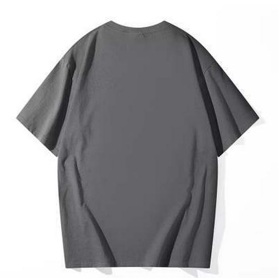Camiseta unisex de algodón de verano con cuello redondo y corte holgado en blanco y negro, transpirable y de manga corta.