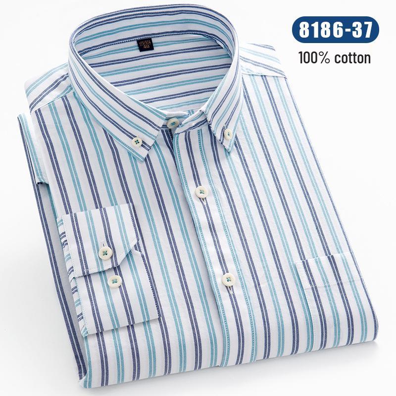 Men's Long Sleeve Striped Oxford Button-Down Shirt - New Color