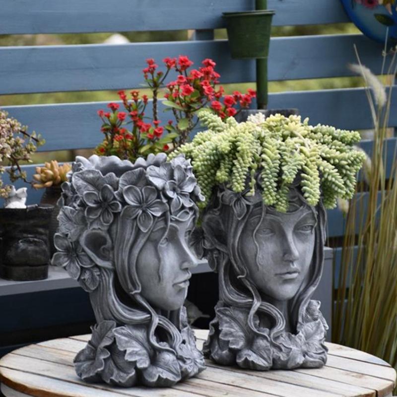 Goddess Concrete Silicone Pot Mold Succulent Flowerpot Clay Cement Plaster Molds DIY Home Garden Flower Pots Mould