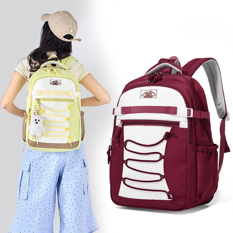 School Bag Contrasting Color Casual High Value Junior High School Students Lightweight Versatile Large Capacity Backpack Batch