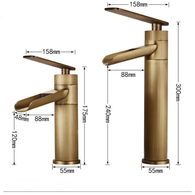 Baterie de baie din bronz antic Baterie din alamă pentru chiuvetă Baterie pentru chiuvetă pentru baie caldă și rece Baterie pentru toaletă cu cascadă Baterie robinet de apă