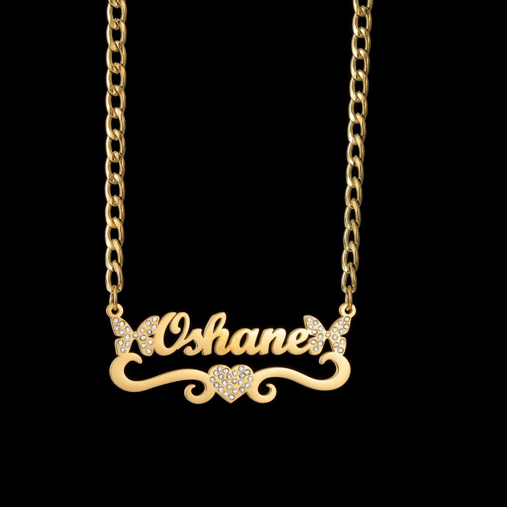 Atoztide Custom Name Necklace for Women Zircon Heart Butterfly Stainless Steel Jewelry Choker Chain Personalized Birthday Gift
