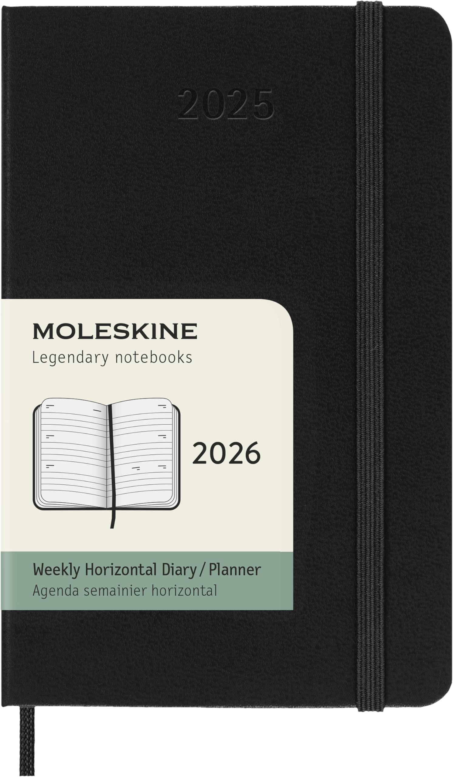 

Moleskine 2026 January Weekly Pocket Size x DHB12WH2Y26 Planner, Start, 12-Month Diary, Horizontal, (9cm 14cm), Hardcover, Black, чёрный
