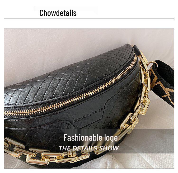2021 Trendy Women's Plaid PU Crossbody Bag with Thick Chain
