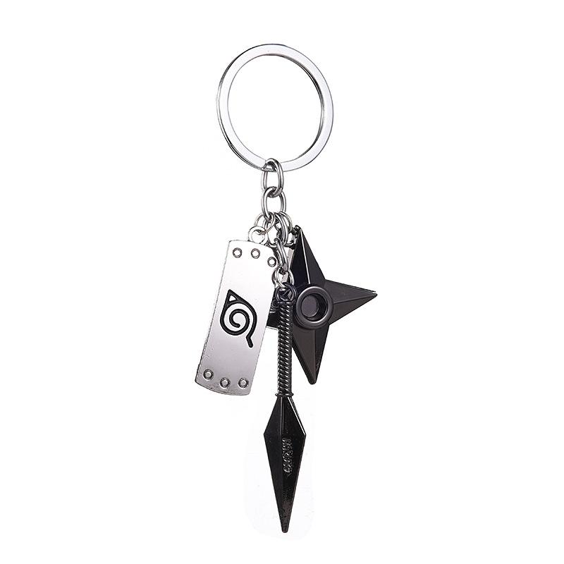 Anime three piece alloy keychain set