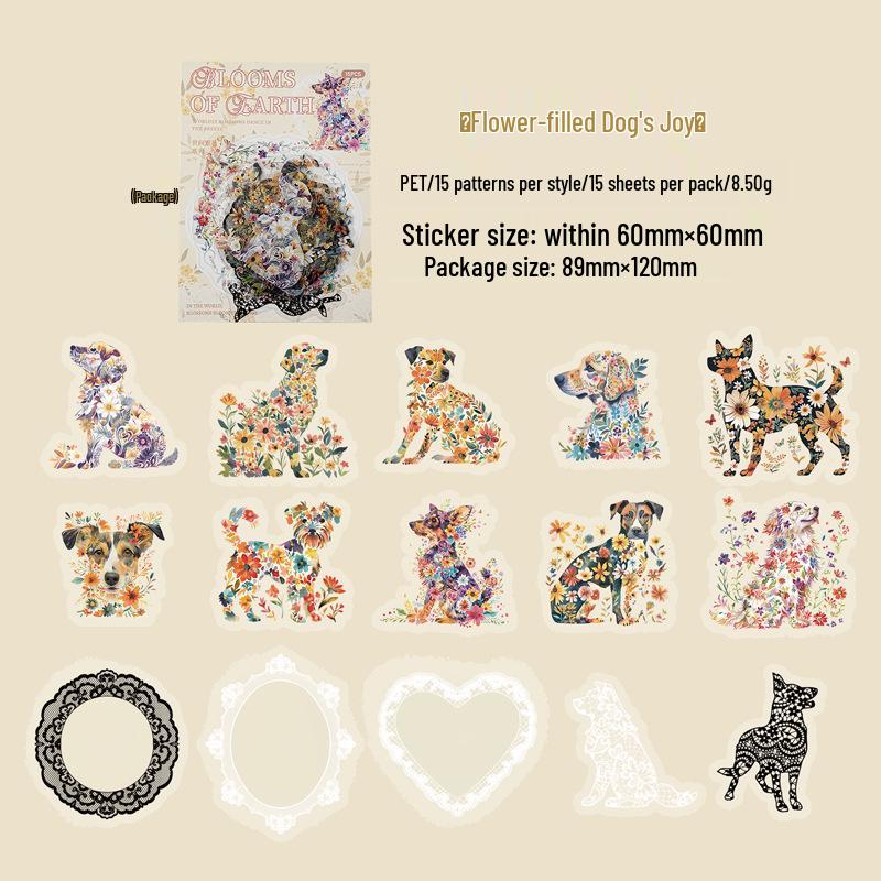 Yi Niao Blossoms Series Flower-Themed PET Sticker Pack - 6 Designs for Journals