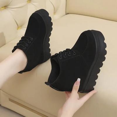 Saldi Scarpe con plateau alte da donna, zeppa, tacco casual, impermeabili, scarpe alla moda, suola spessa, stivali sportivi