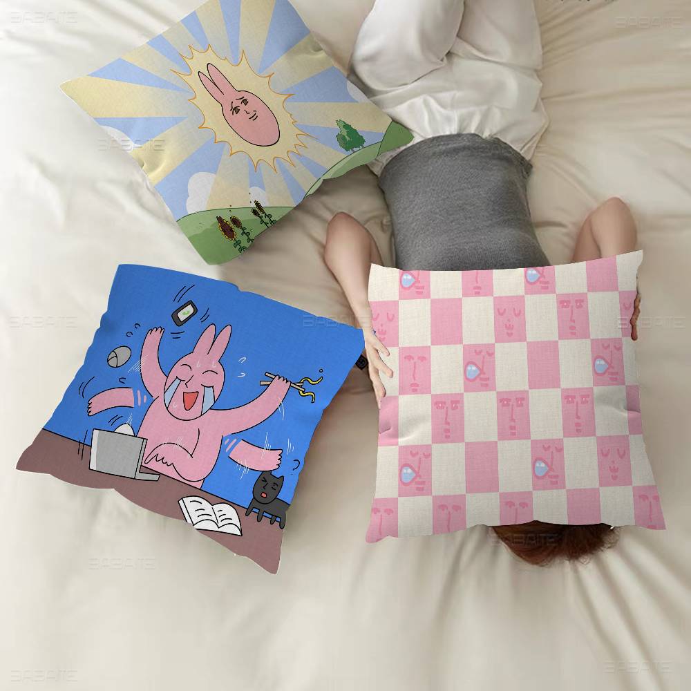 My F-Friend Pink Rabbit Funny Anime Pillow Gift Home Office Decoration Bedroom Sofa Car Cushion Cover Case 45X45