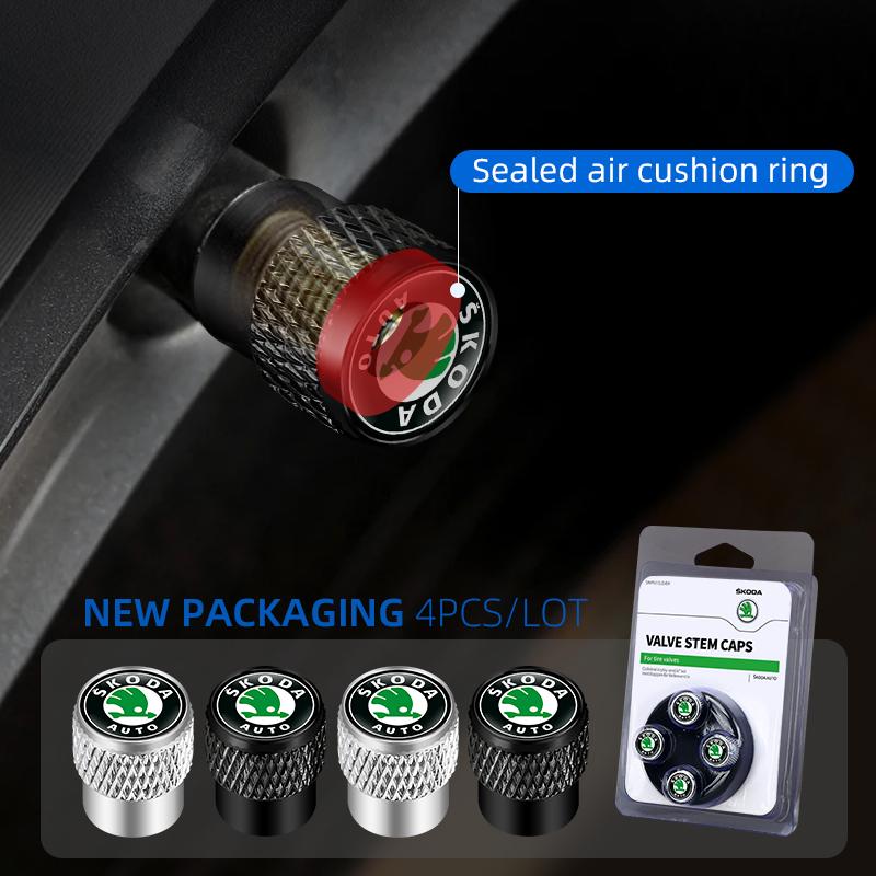 GNL1 For Skoda S Kodiaq Octavia 2 3 Yeti Karoq Rapid Fabia VII A5 Car Wheel Tire Valve Caps Stem Case Covers Accessories