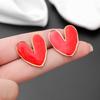 Small Exquisite Heart Stud Earrings Stainless Steel Gold Color Women's Vintage Style Valentine's Day Gift Colored Glazed Jewelry