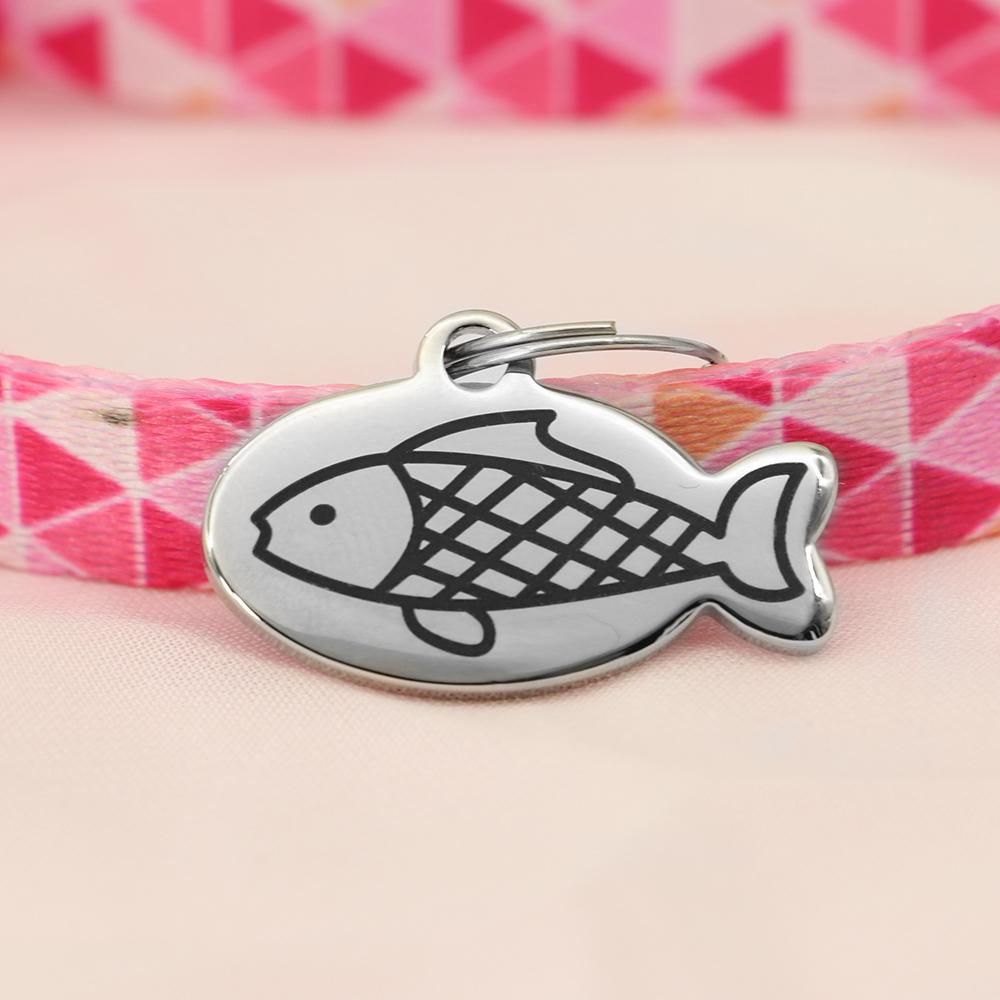 Personalized Cat Id Tag Custom Cats Kitten ID Tags Engraved Cat Collar Pendant Necklace Pet Accessories Cat Face Fish Shape