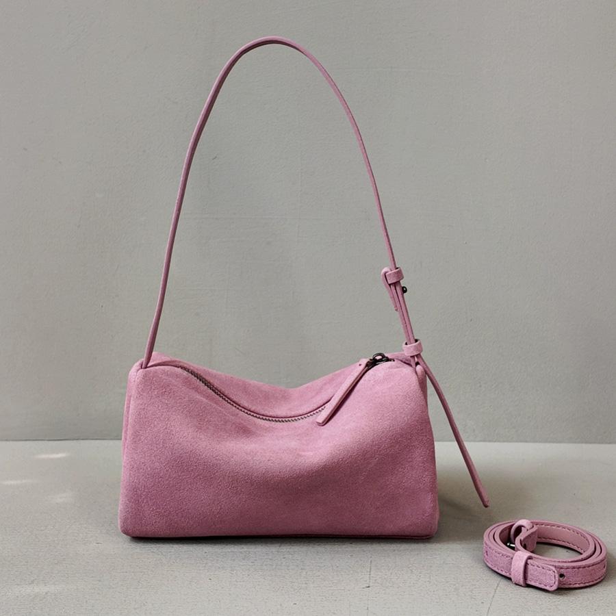 Barrel Shaped Suede Frosted Cowhide Underarm Bag For Women Luxury Designer Handbag Purse 2026 New In Fashion Shoulder Crossbody