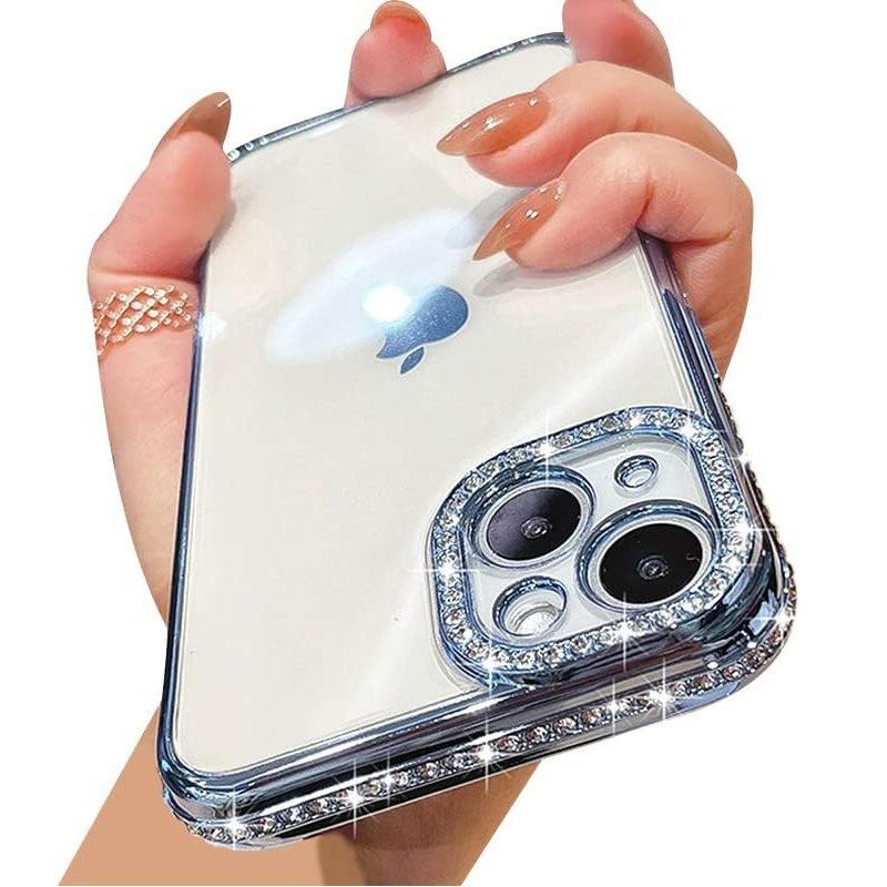 Applicable To IPhone16Pro Angel Eye Single-row Drill Mobile Case Apple 13 Rhinestone Electroplating Transparent Soft Case