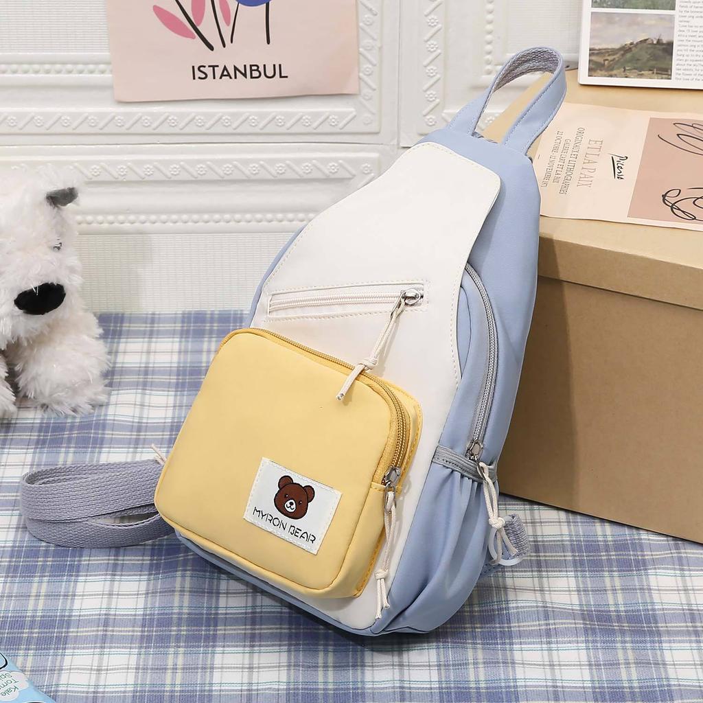New Multi-functional Breast Bag Women's Hong Kong Style Fashion Satchel Large Capacity Student Ins Small Backpack Can Be Crossed On Both Shoulders
