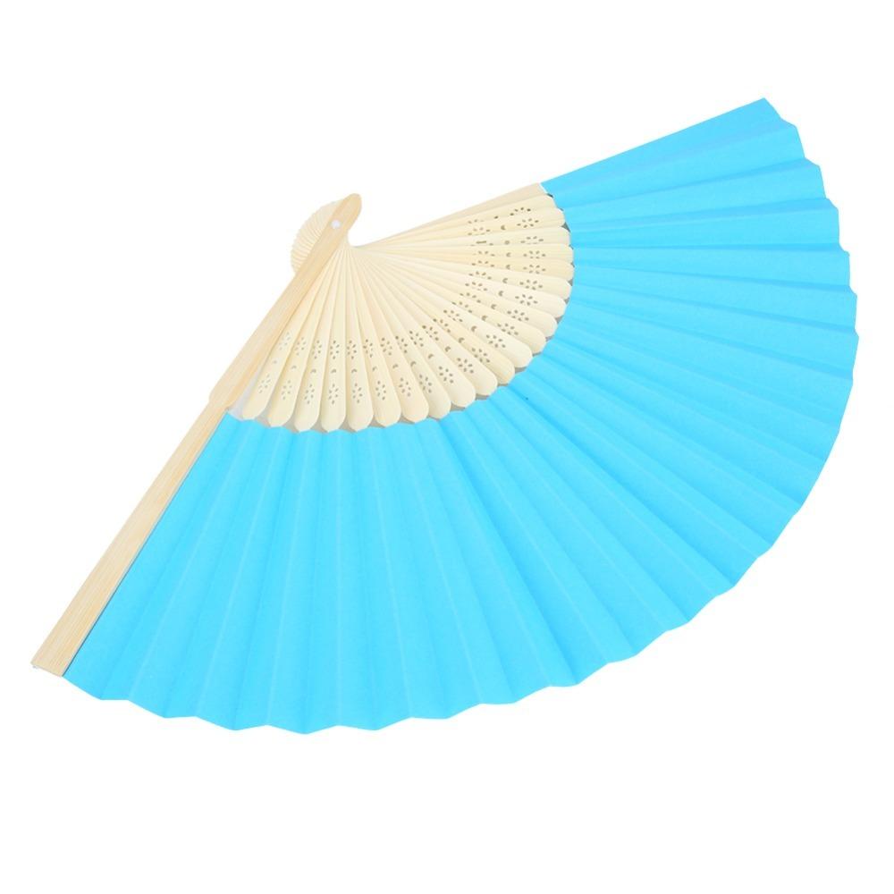 5PCS Paper Foldable Handheld Paper Fan Customizable Blank Folding Fan Travel Bag Storage Item синий