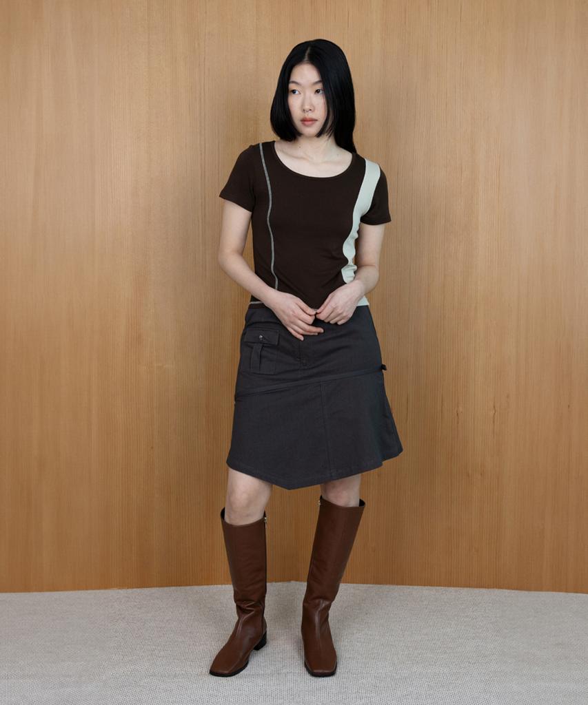 Safari Sula Explore Faded Herringbone Cargo Skirt In Charcoal