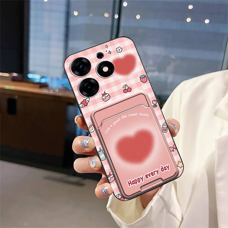 Card Slot Anti-knock Phone Case For Tecno Spark 10 Pro/Ki7 Cartoon TPU Card Sleeve Fashion Design Dirt-resistant Cute