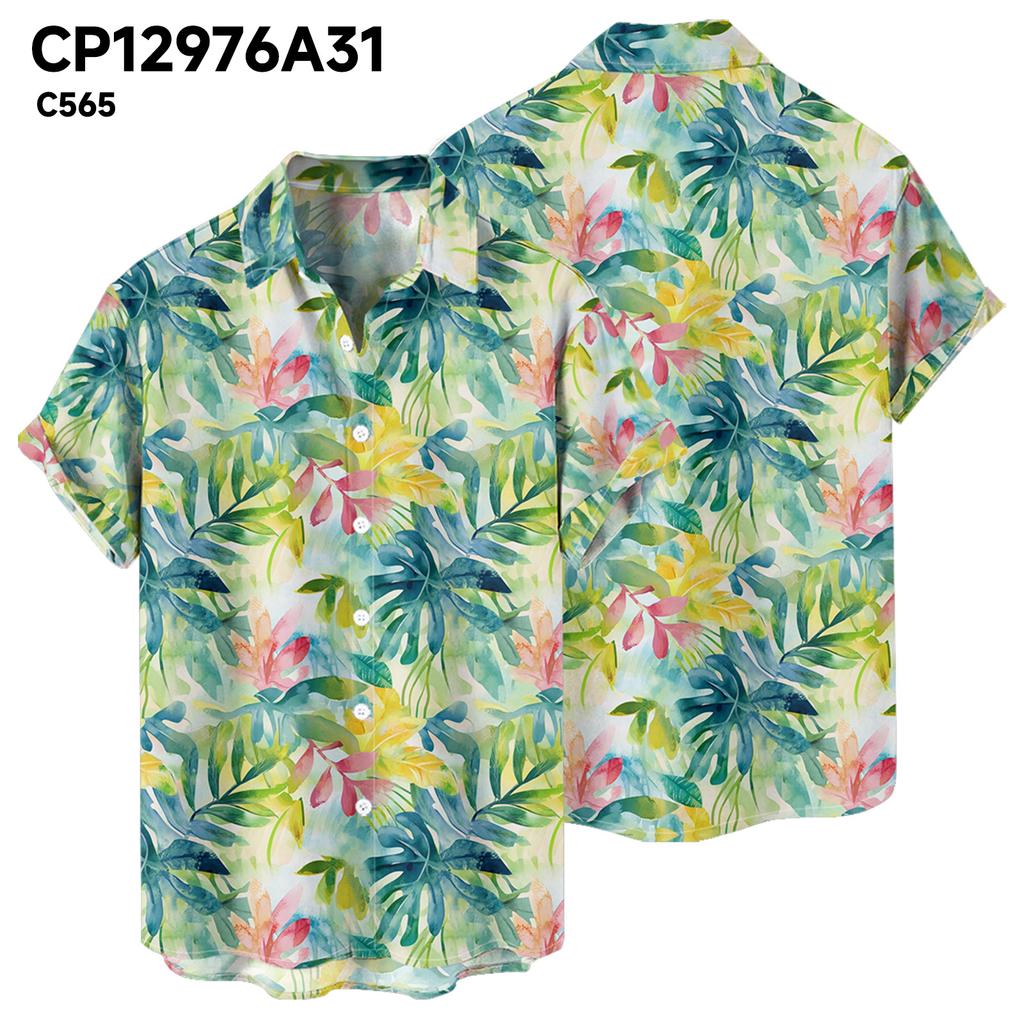 Summer Hawaiian Style Multi-color Printed Cardigan Men's Short Sleeved Shirts