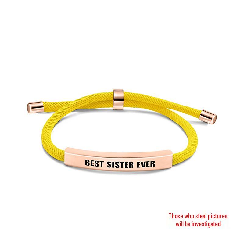 Multicolor Woven Rope Friendship Bracelet - Engraved Stainless Steel Christmas Gift