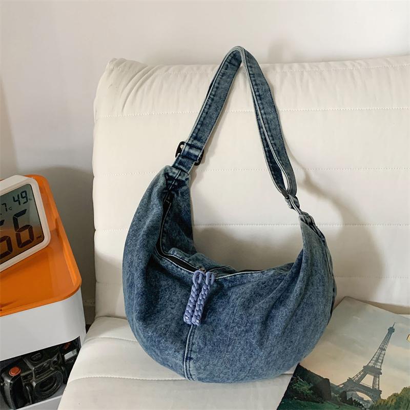 Damen Denim Umhängetasche Große Kapazität Crossbody Tasche