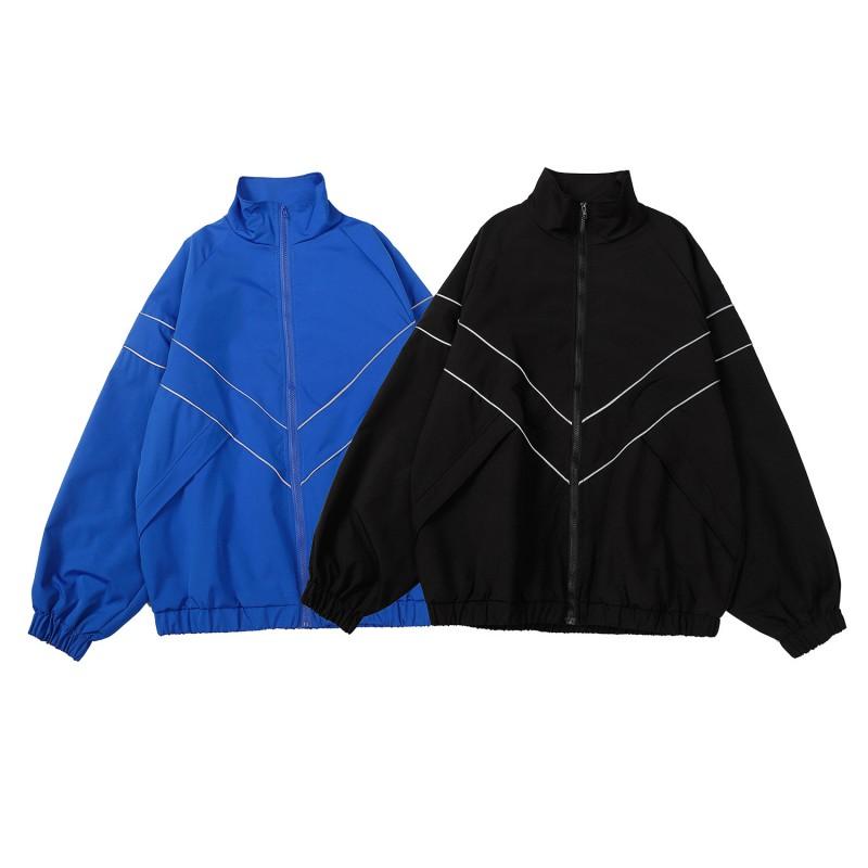 Giacca Sportiva Unisex Oversize Riflettente Monocolore Giacca a Vento Casual Senza Cappuccio