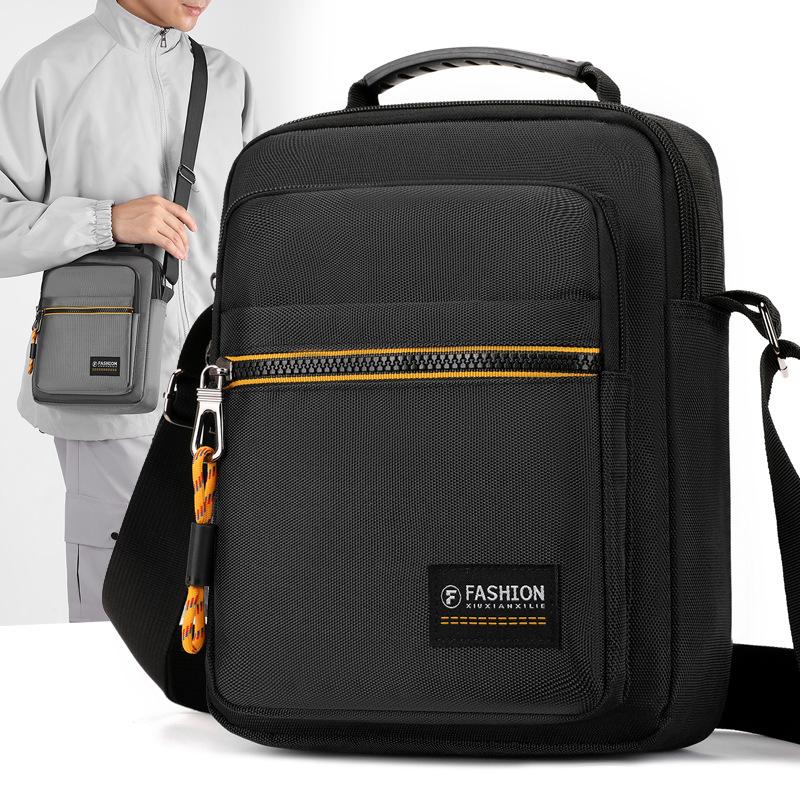 New simple casual outdoor messenger bag men's waterproof trend handbag men's contrasting color cashier shoulder bag