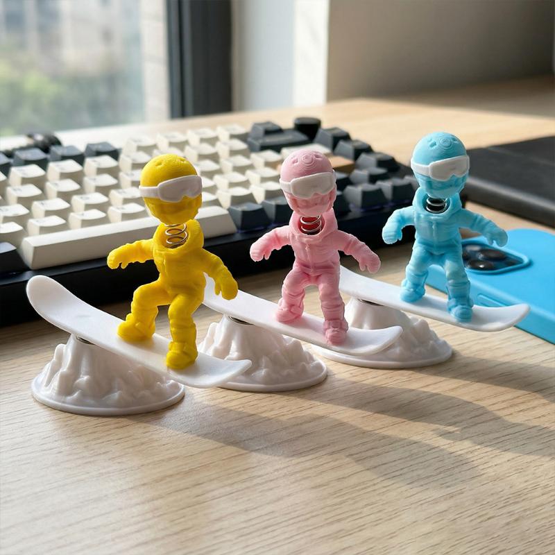 Cute Fun Drift Skiing Man Statue Creative Car Center Console Decoration Office Desktop Statue Decor Ornaments Car Interior