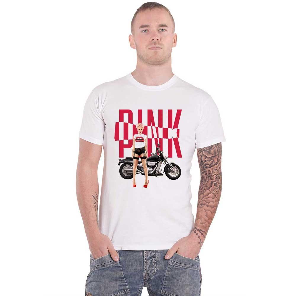 Pink T Shirt Motorbike Logo new Official Unisex White S