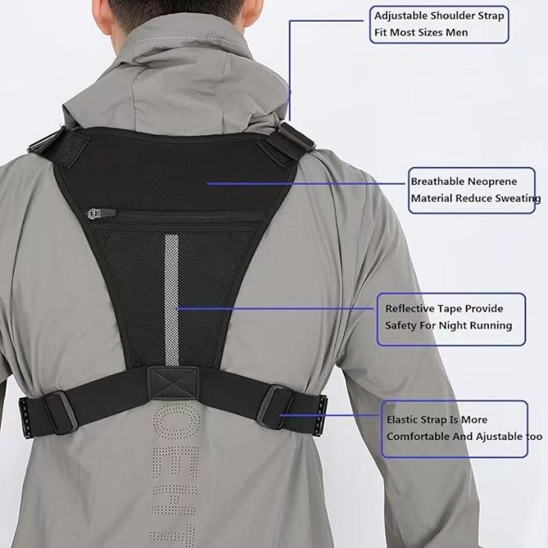 Men's Tactical Chest Pack Outdoor Sports Cycling Vest Multifunctional Front Backpack for Hiking Running