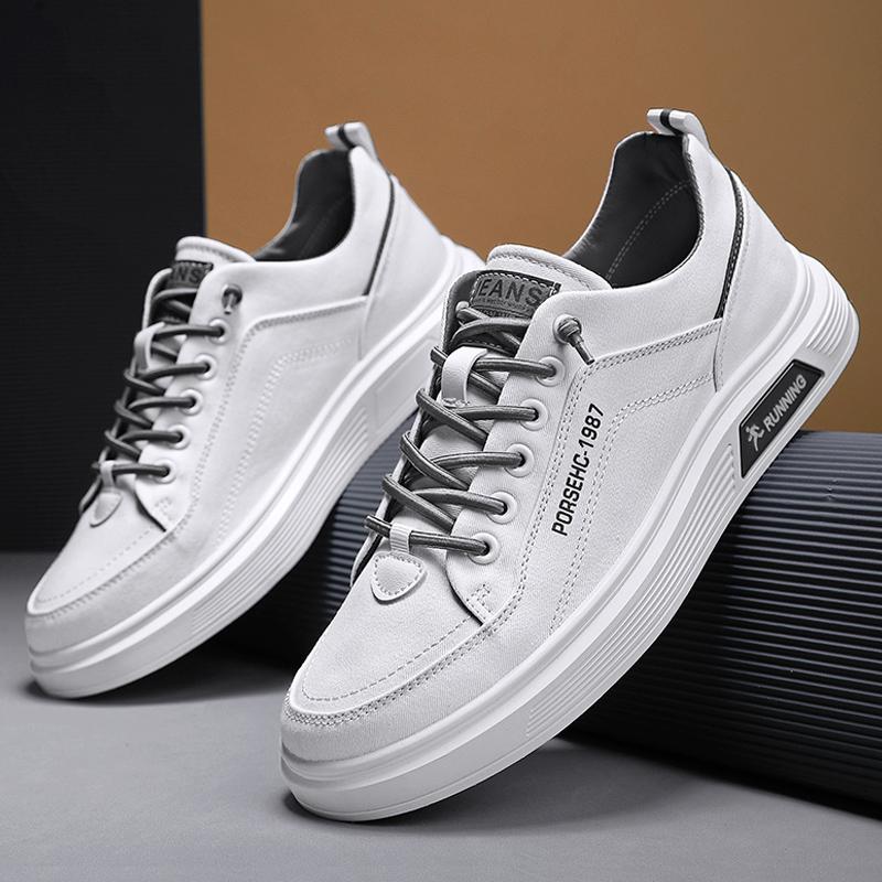 Fashion Original Men's Casual Sneakers White Shoes Round Toe Comfortable Fashion Trend Versatile Breathable Wear-resistant Walking 2025